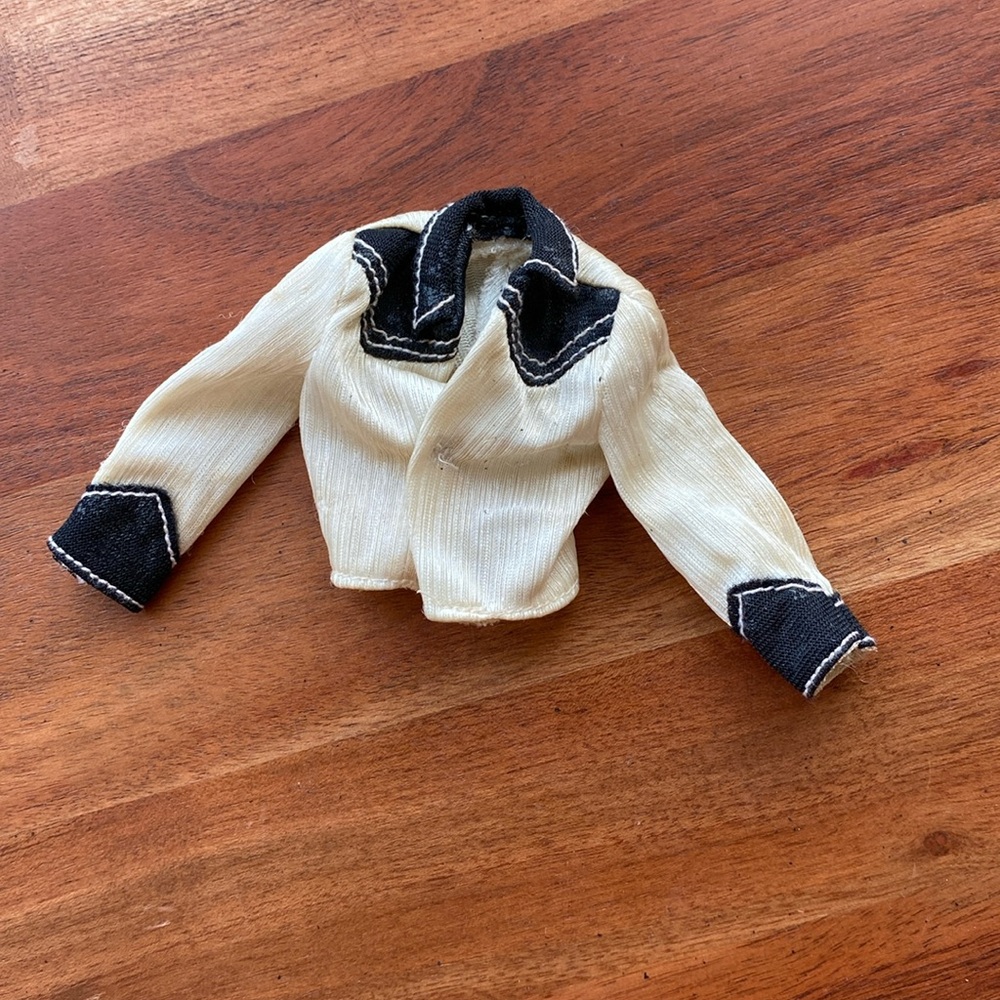 Vintage 80s Ken Doll Cowboy Western Black white Shirt